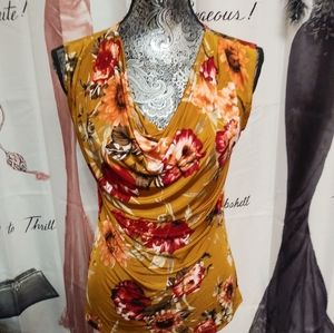 Anthropologie Red Orange Green Jennie & Marlis Top Size Small